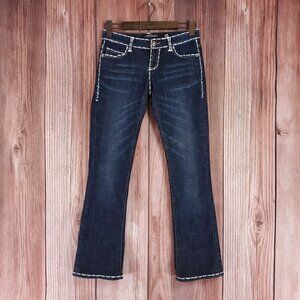 Ed Hardy Christian Audigier Womens Sz 25 Vintage Y2K Embroidered Stitching Jeans